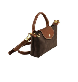 Suede Mini Crossbody Bag in Coffee