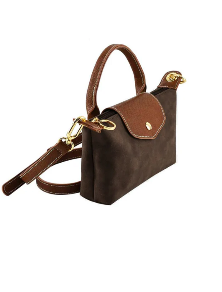 Suede Mini Crossbody Bag in Coffee