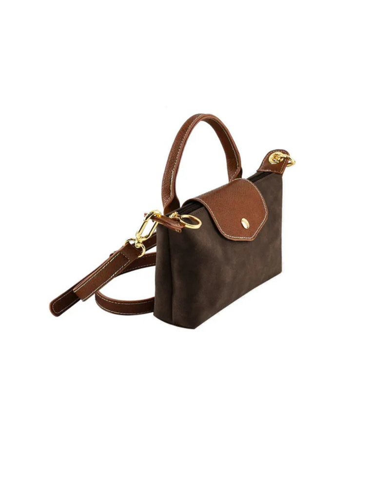 Suede Mini Crossbody Bag in Coffee