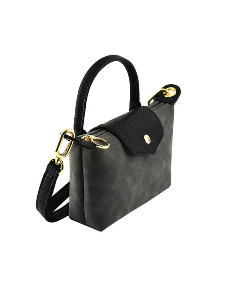 Suede Mini Crossbody Bag in Gray