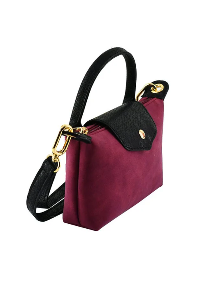 Suede Mini Crossbody Bag in Wine
