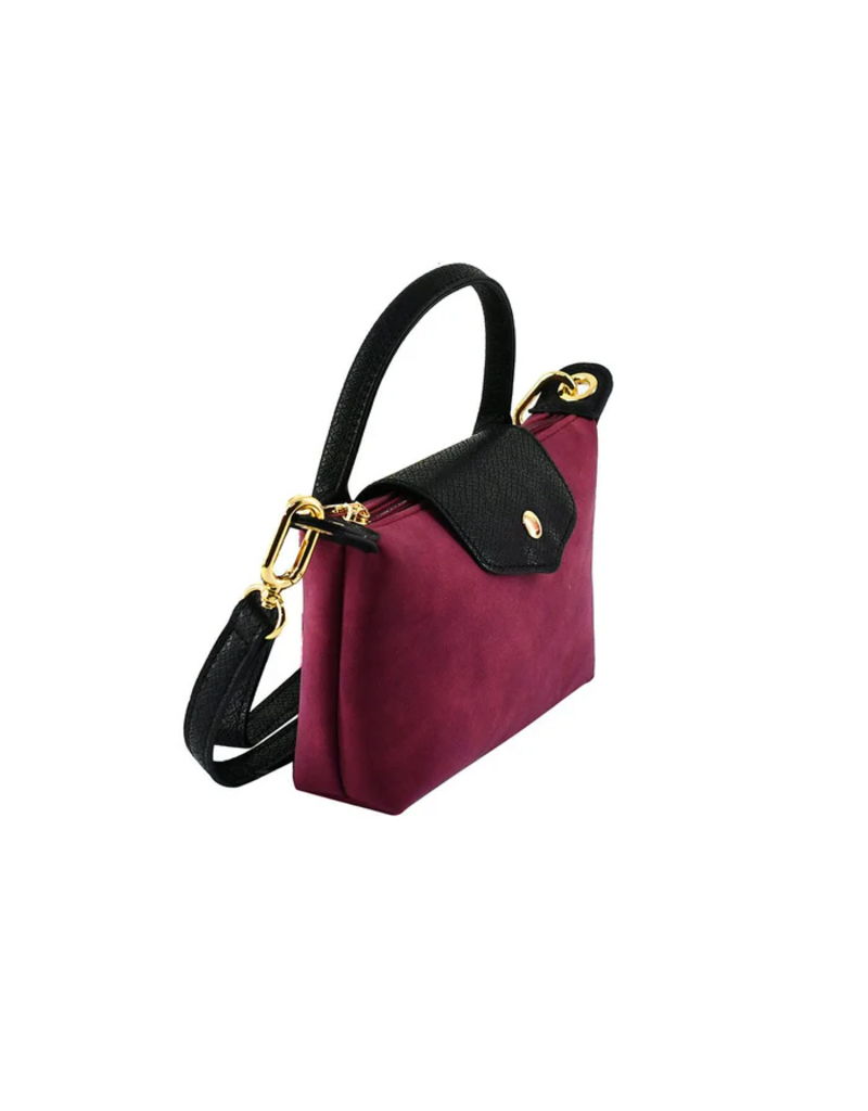 Suede Mini Crossbody Bag in Wine