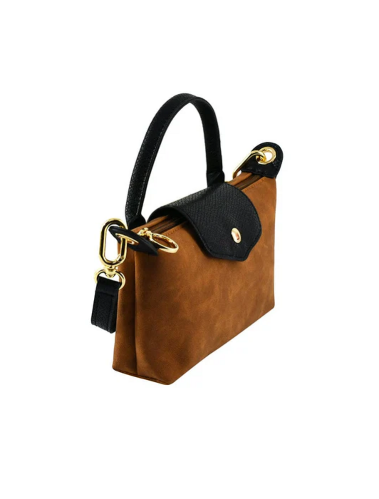 Suede Mini Crossbody Bag in Tan