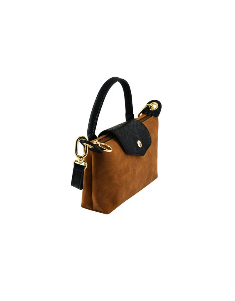 Suede Mini Crossbody Bag in Tan