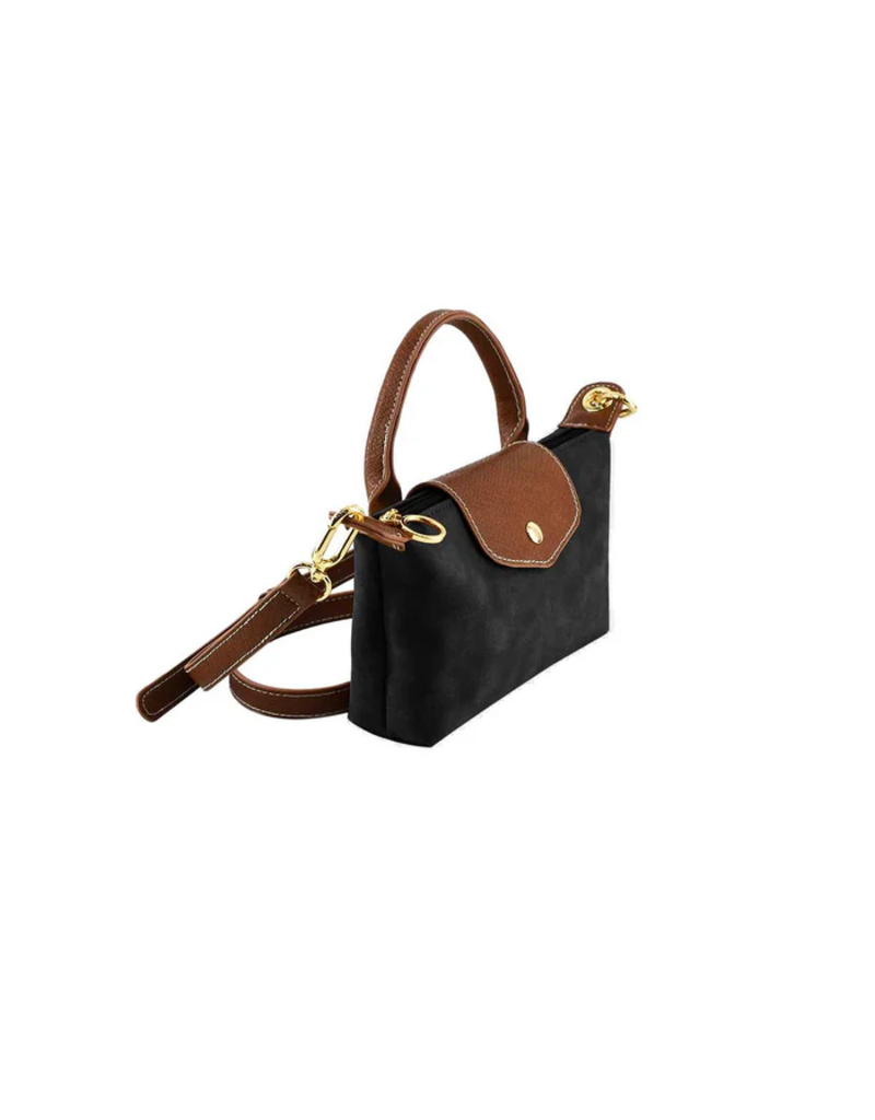 Suede Mini Crossbody Bag in Black