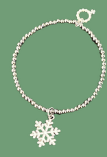 POWERBEADS BY JEN 3mm Hematite Bracelet with Snowflake Charm in Silver