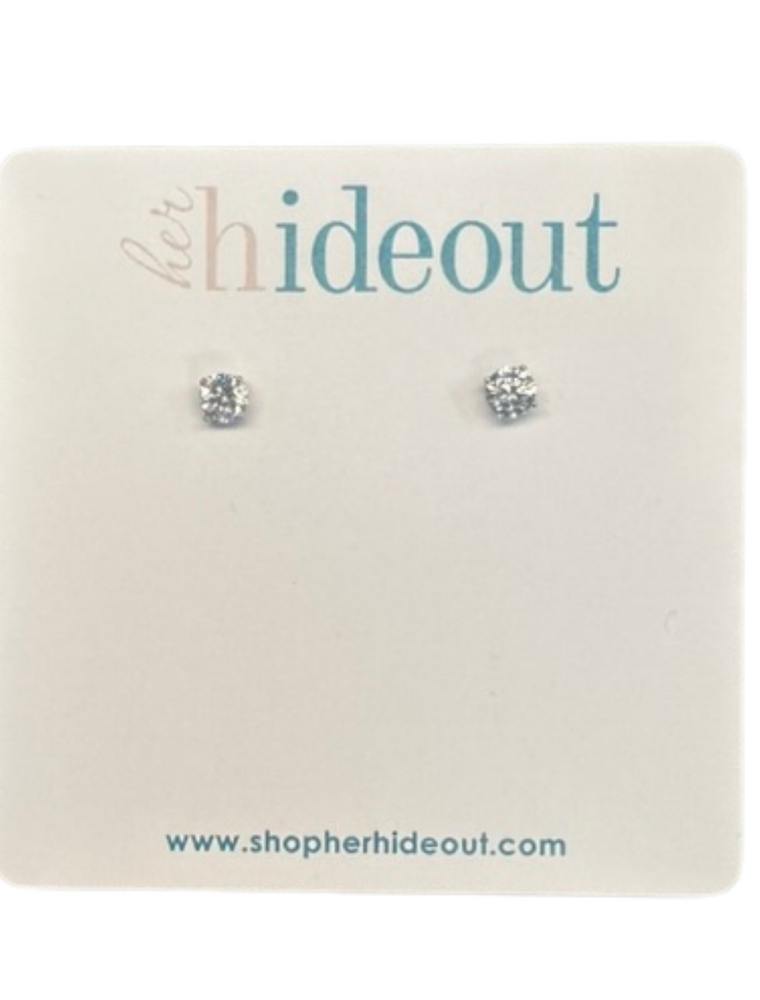 5mm CZ Stud Earrings in Silver