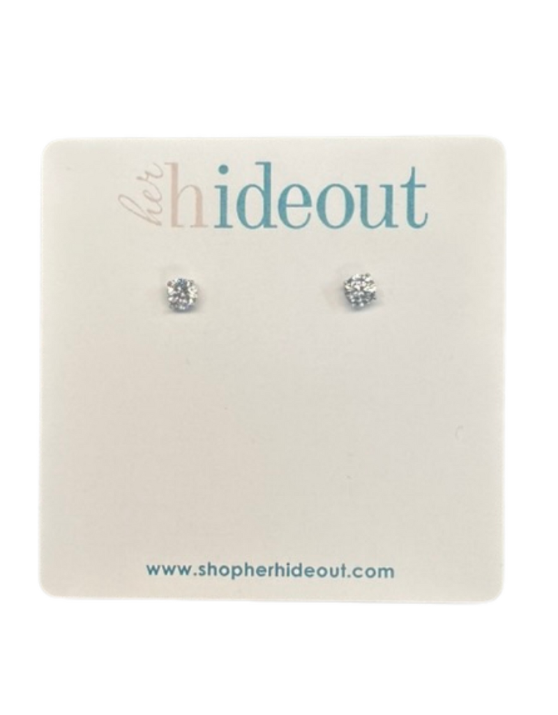 5mm CZ Stud Earrings in Silver
