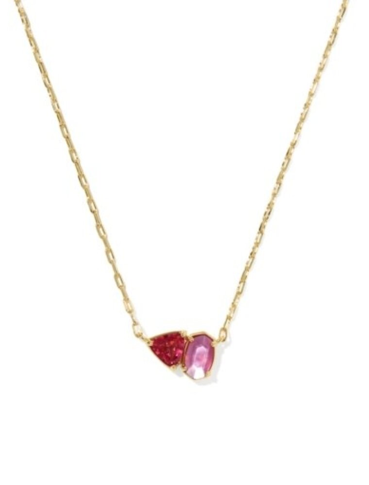KENDRA SCOTT DESIGN Tatum Gold Short Pendant Necklace in Pink Mix