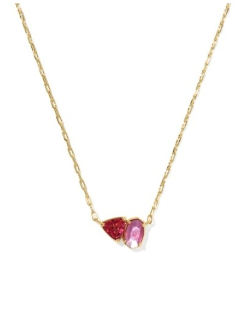 KENDRA SCOTT DESIGN Tatum Gold Short Pendant Necklace in Pink Mix