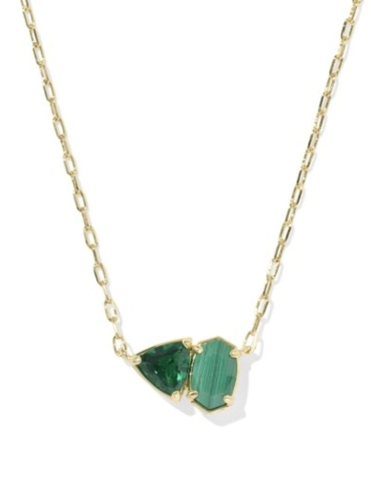 KENDRA SCOTT DESIGN Tatum Gold Short Pendant Necklace in Green Mix
