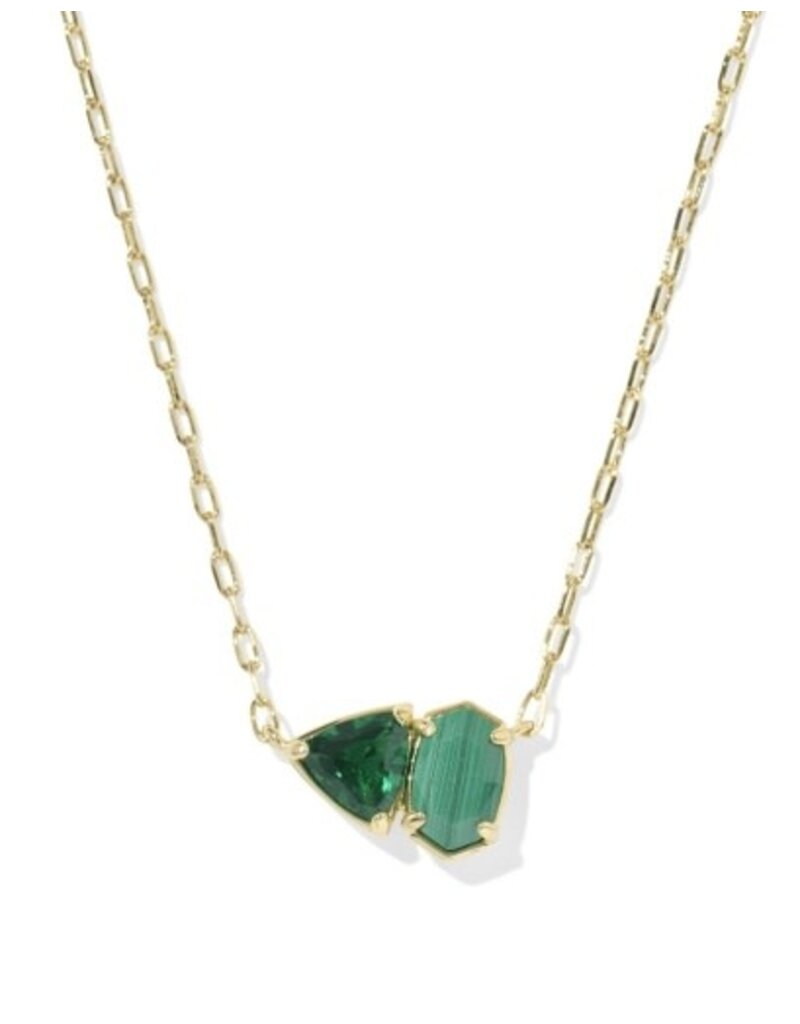 KENDRA SCOTT DESIGN Tatum Gold Short Pendant Necklace in Green Mix