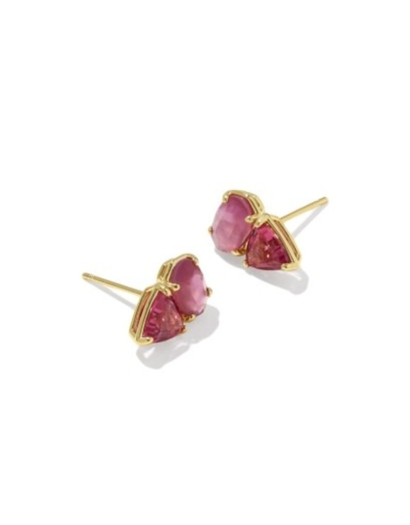 KENDRA SCOTT DESIGN Tatum Gold Stud Earrings in Pink Mix