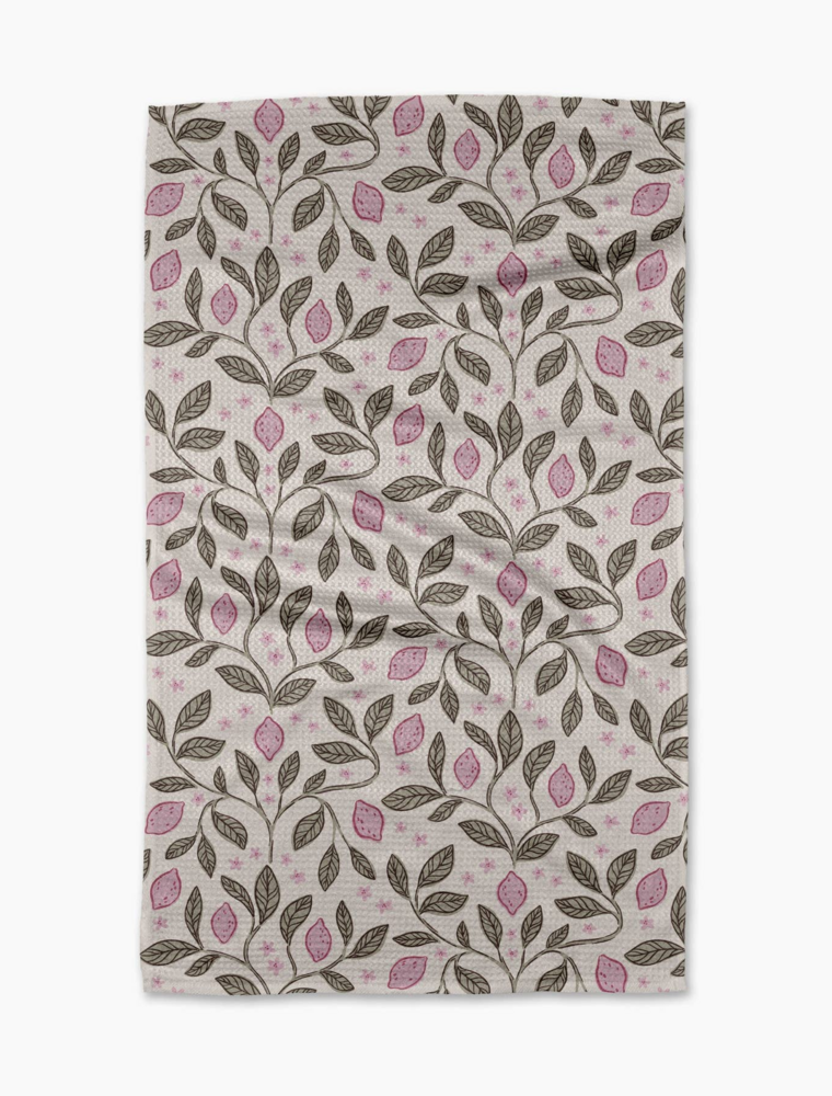 GEOMETRY Pink Summer Lemons Tea Towel