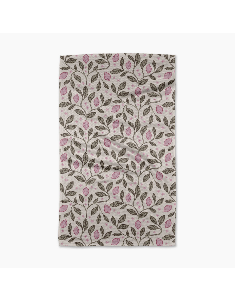 GEOMETRY Pink Summer Lemons Tea Towel