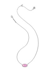 KENDRA SCOTT DESIGN Elisa Pave Frame Silver Short Pendant Necklace in Pink Opalescent Resin