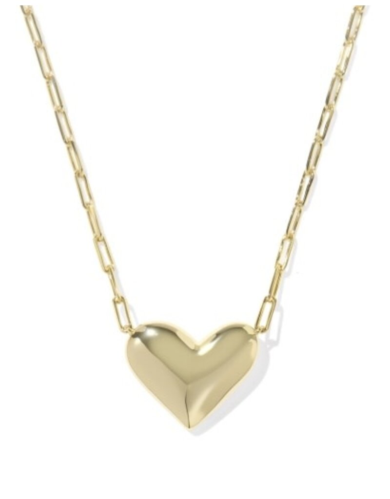 KENDRA SCOTT DESIGN Ari Heart Statement Gold Short Pendant Necklace in Ivory Mother-of-Pearl
