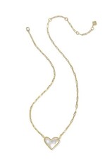 KENDRA SCOTT DESIGN Ari Heart Statement Gold Short Pendant Necklace in Ivory Mother-of-Pearl