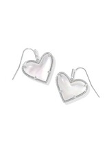 KENDRA SCOTT DESIGN Ari Heart Statement Silver Drop Earrings in Ivory-Mother-of-Pearl