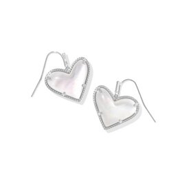 KENDRA SCOTT DESIGN Ari Heart Statement Silver Drop Earrings in Ivory-Mother-of-Pearl