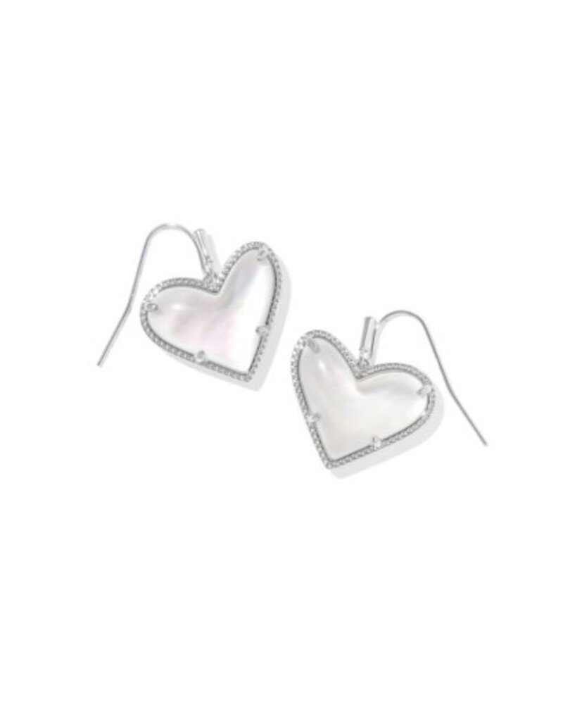 KENDRA SCOTT DESIGN Ari Heart Statement Silver Drop Earrings in Ivory-Mother-of-Pearl