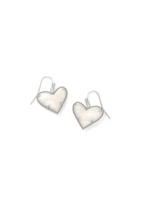 KENDRA SCOTT DESIGN Ari Heart Statement Silver Drop Earrings in Ivory-Mother-of-Pearl
