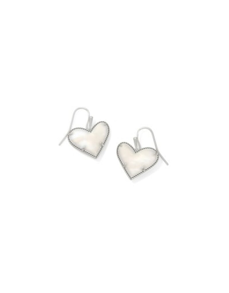KENDRA SCOTT DESIGN Ari Heart Statement Silver Drop Earrings in Ivory-Mother-of-Pearl