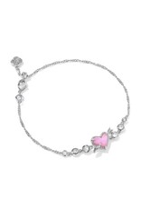 KENDRA SCOTT DESIGN Ari Heart Arrow Silver Tennis Bracelet in Pink Opalescent Resin