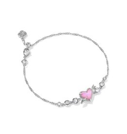 KENDRA SCOTT DESIGN Ari Heart Arrow Silver Tennis Bracelet in Pink Opalescent Resin