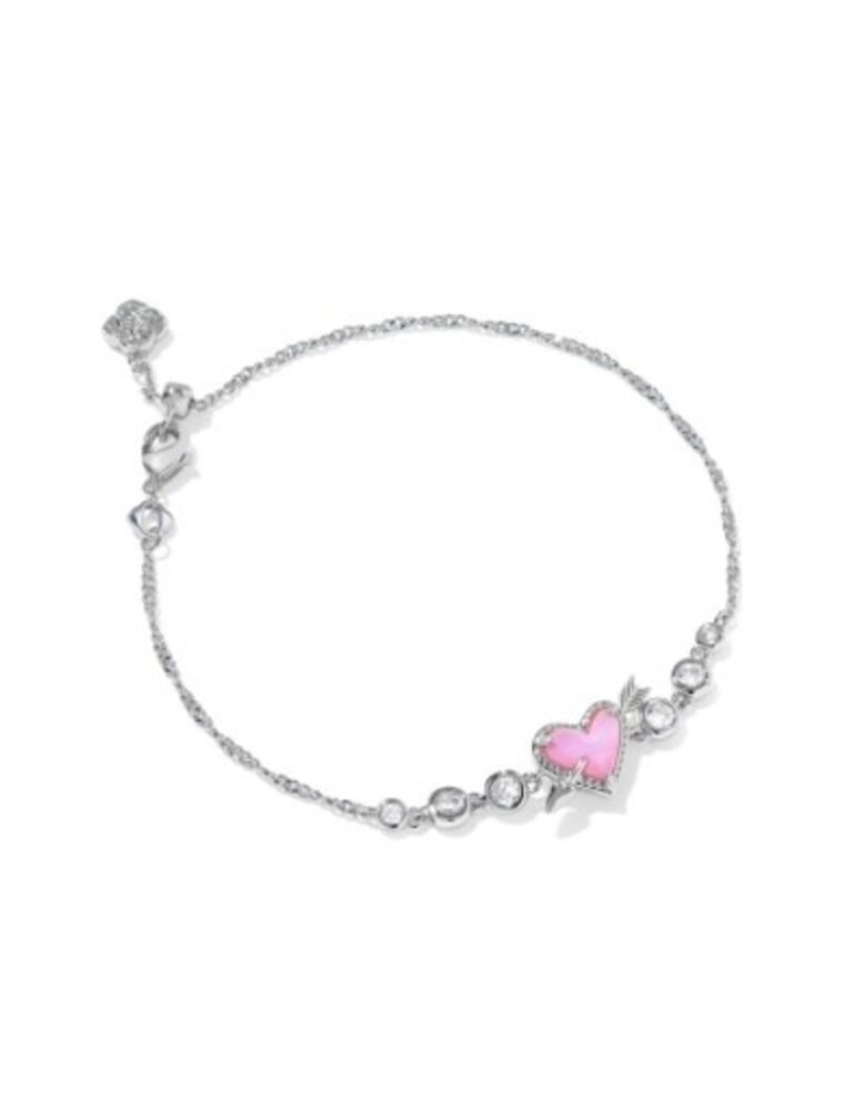 KENDRA SCOTT DESIGN Ari Heart Arrow Silver Tennis Bracelet in Pink Opalescent Resin