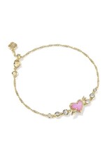 KENDRA SCOTT DESIGN Ari Heart Arrow Gold Tennis Bracelet in Pink Opalescent Resin