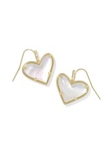 KENDRA SCOTT DESIGN Ari Heart Statement Gold Drop Earrings in Ivory-Mother-of-Pearl