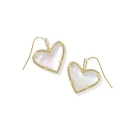 KENDRA SCOTT DESIGN Ari Heart Statement Gold Drop Earrings in Ivory-Mother-of-Pearl
