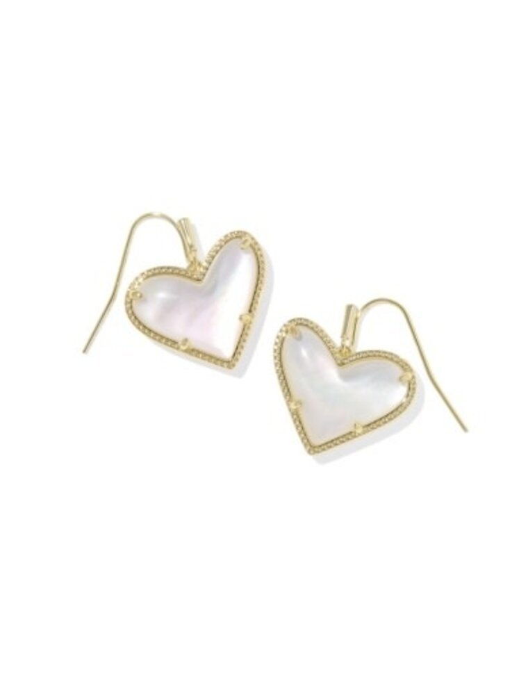 KENDRA SCOTT DESIGN Ari Heart Statement Gold Drop Earrings in Ivory-Mother-of-Pearl