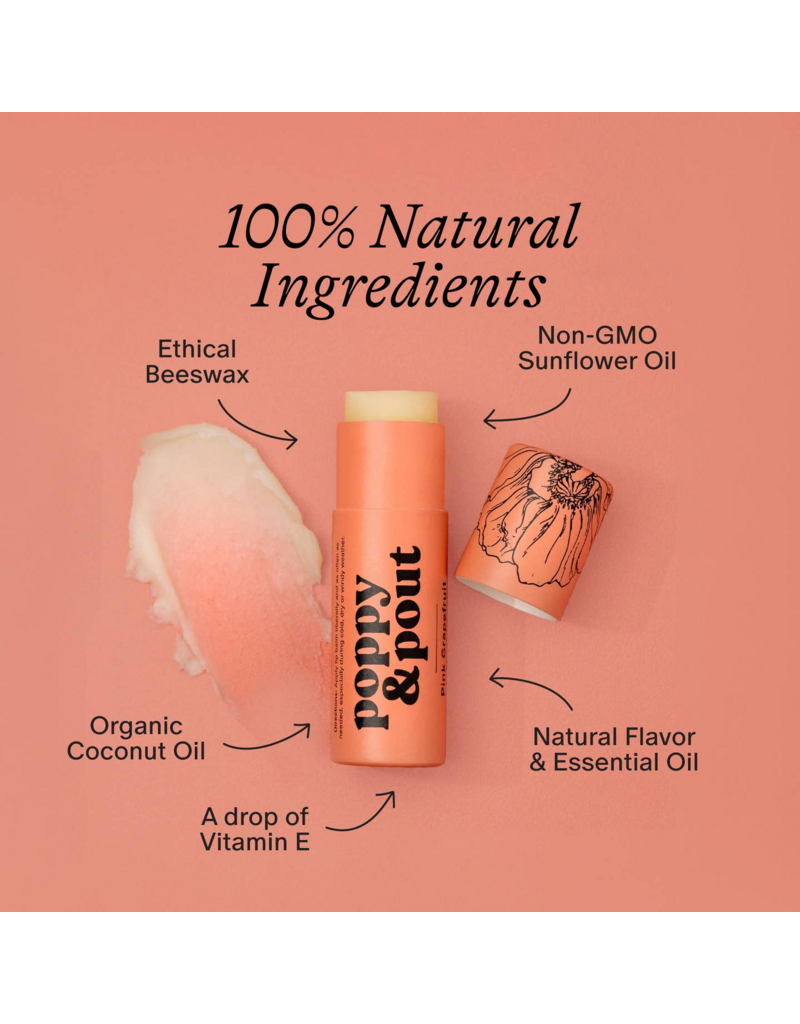 POPPY & POUT Pink Grapefruit Lip Balm