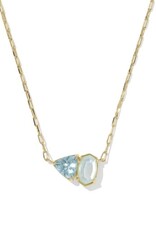 KENDRA SCOTT DESIGN Tatum Gold Short Pendant Necklace in Light Blue Mix