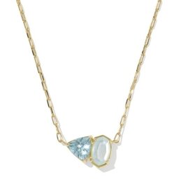 KENDRA SCOTT DESIGN Tatum Gold Short Pendant Necklace in Light Blue Mix