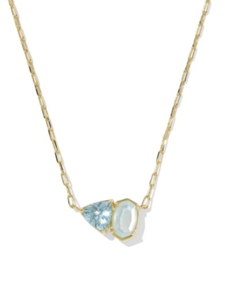KENDRA SCOTT DESIGN Tatum Gold Short Pendant Necklace in Light Blue Mix