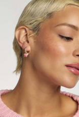 KENDRA SCOTT DESIGN Ari Heart Arrow Gold Convertible Huggie Earrings in Pink Opalescent Resin