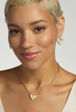 KENDRA SCOTT DESIGN Ari Heart Statement Gold Drop Earrings in Ivory-Mother-of-Pearl