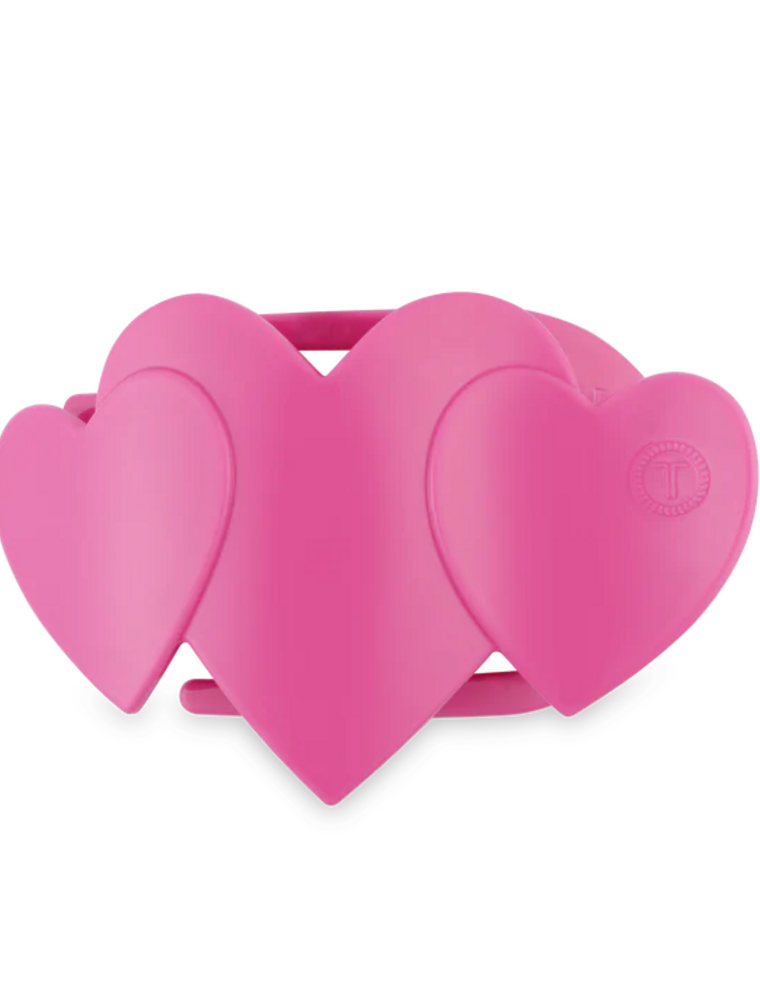TELETIES Pink Heart to Heart Medium Flat Hair Clip