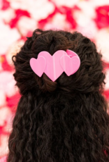TELETIES Pink Heart to Heart Medium Flat Hair Clip