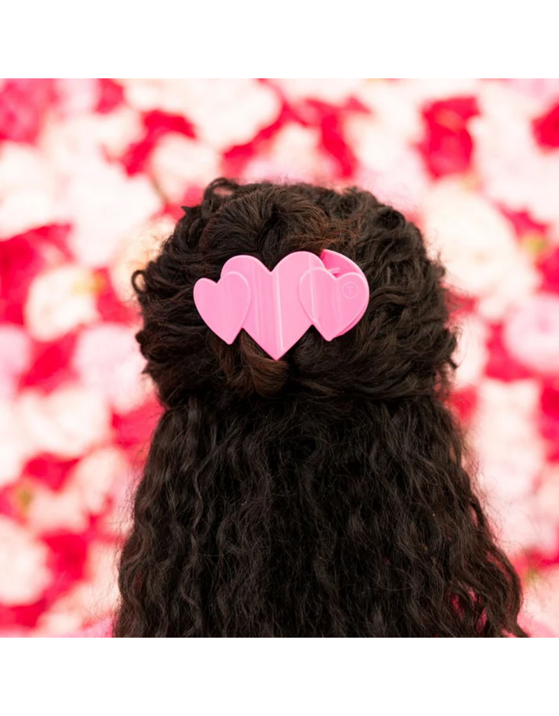 TELETIES Pink Heart to Heart Medium Flat Hair Clip