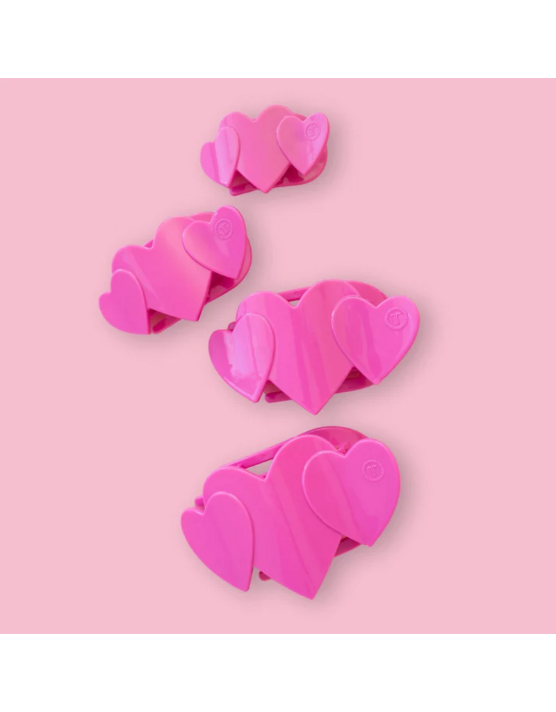 TELETIES Pink Heart to Heart Medium Flat Hair Clip