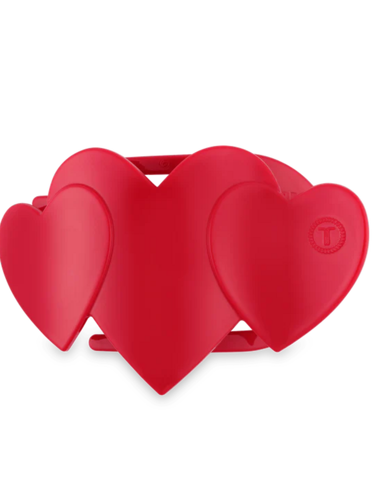 TELETIES Red Heart to Heart Medium Flat Hair Clip