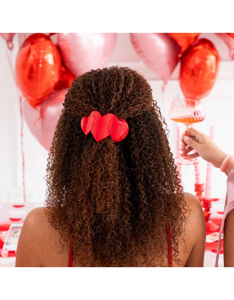 TELETIES Red Heart to Heart Medium Flat Hair Clip