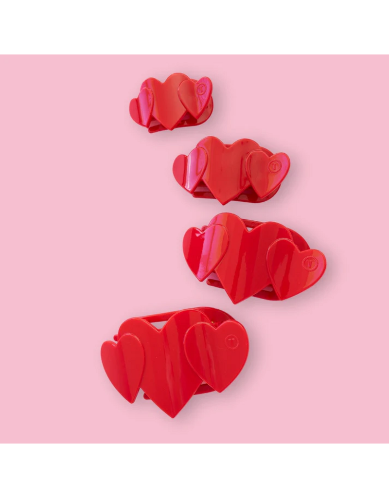 TELETIES Red Heart to Heart Medium Flat Hair Clip