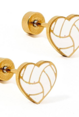 LINNY & CO Volleyball Screwback Stud Earrings