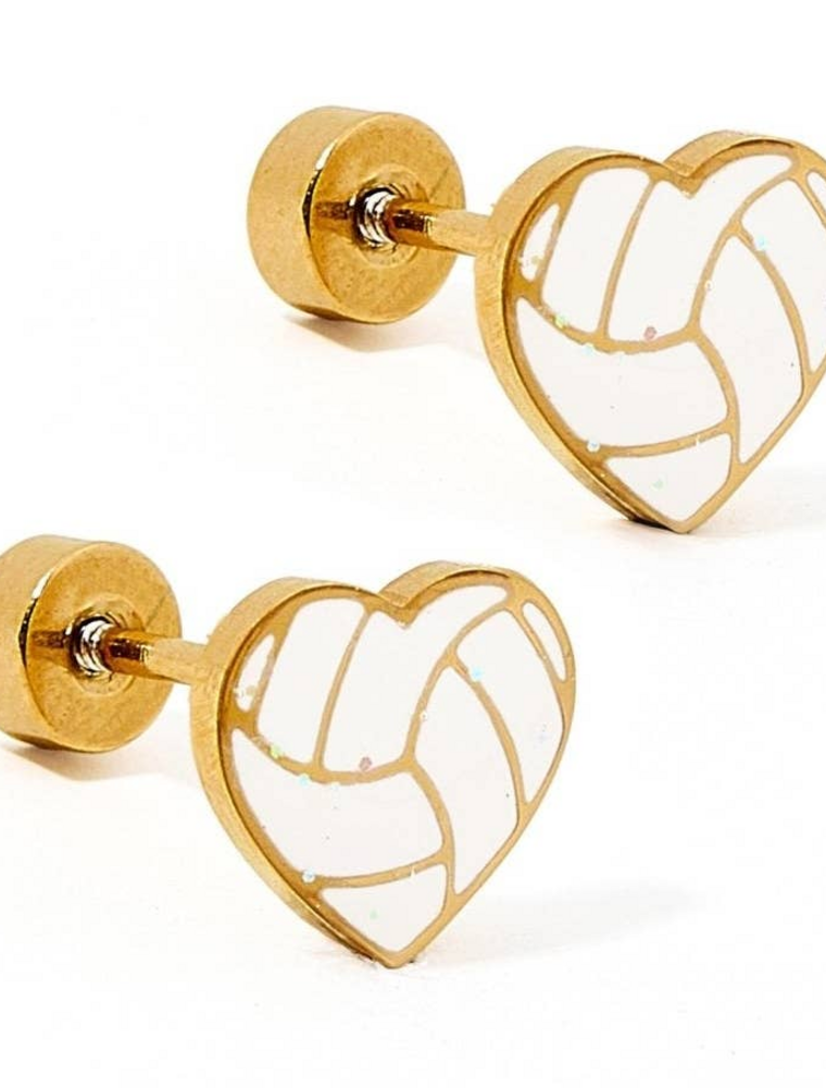 LINNY & CO Volleyball Screwback Stud Earrings