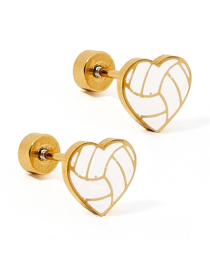LINNY & CO Volleyball Screwback Stud Earrings